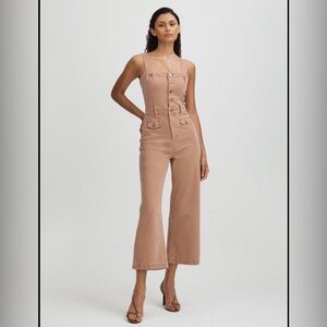 NWOT Anessa Rose Paige Rose Size 2 Cropped Denim Wide Leg Jumpsuit Sleeveless